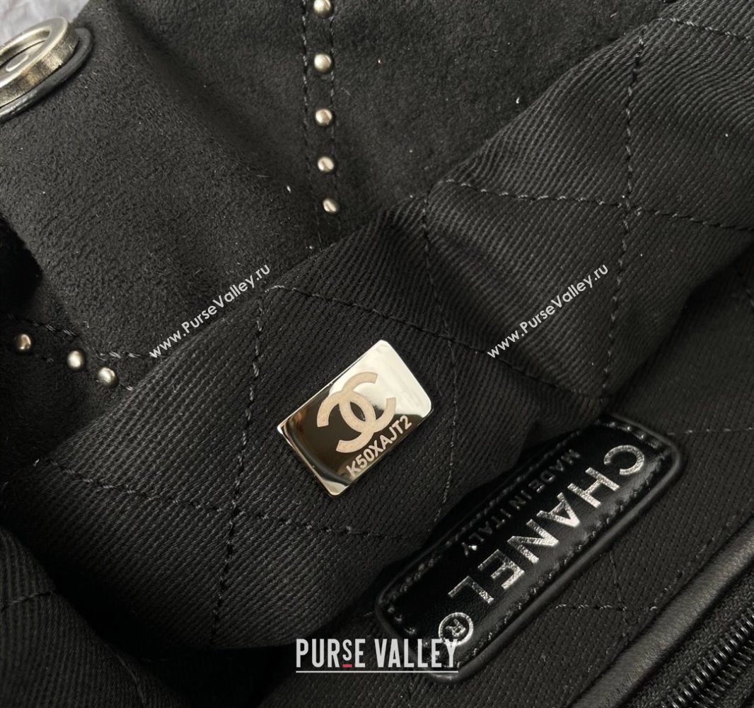 Chanel 22 Suede Small Shopping Bag with Studs AS3260 Black 2025 (yezi-250526032)