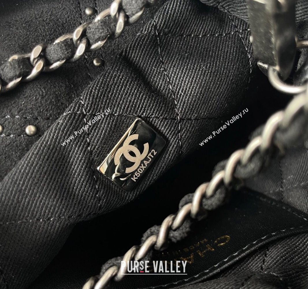 Chanel 22 Suede Mini Shopping Bag with Studs AS3980 Black 2025 (yezi-250526034)
