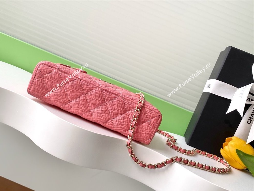 Chanel Grained Calfskin Long Vanity Case with Chain Light Pink 2025 AP4407 (yezi-250526035)