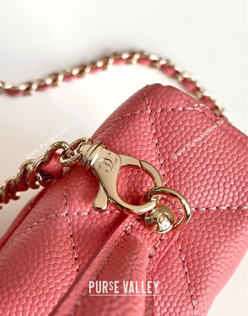 Chanel Grained Calfskin Long Vanity Case with Chain Light Pink 2025 AP4407 (yezi-250526035)