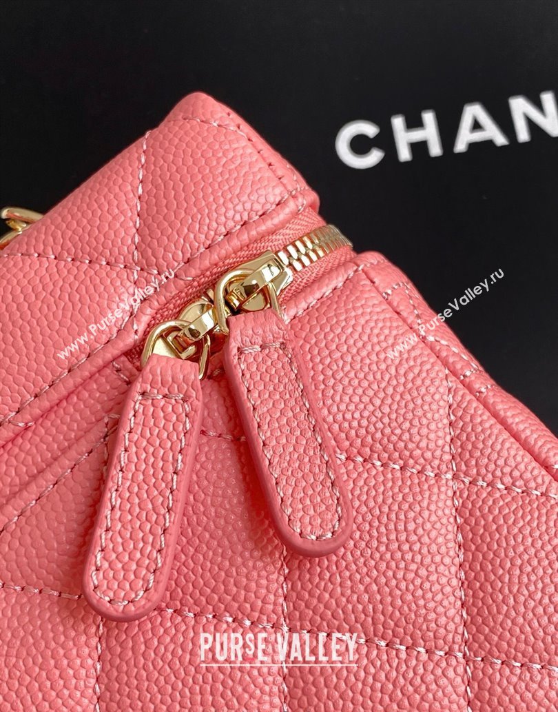 Chanel Grained Calfskin Long Vanity Case with Chain Light Pink 2025 AP4407 (yezi-250526035)