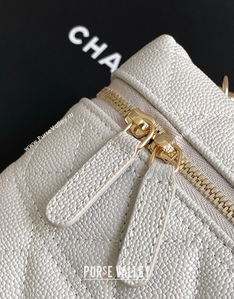 Chanel Grained Calfskin Long Vanity Case with Chain Light Grey 2025 AP4407 (yezi-250526036)