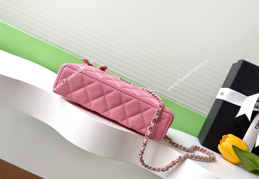 Chanel Grained Calfskin Long Vanity Case with Chain Pink2 2025 AP4407 (yezi-250526037)