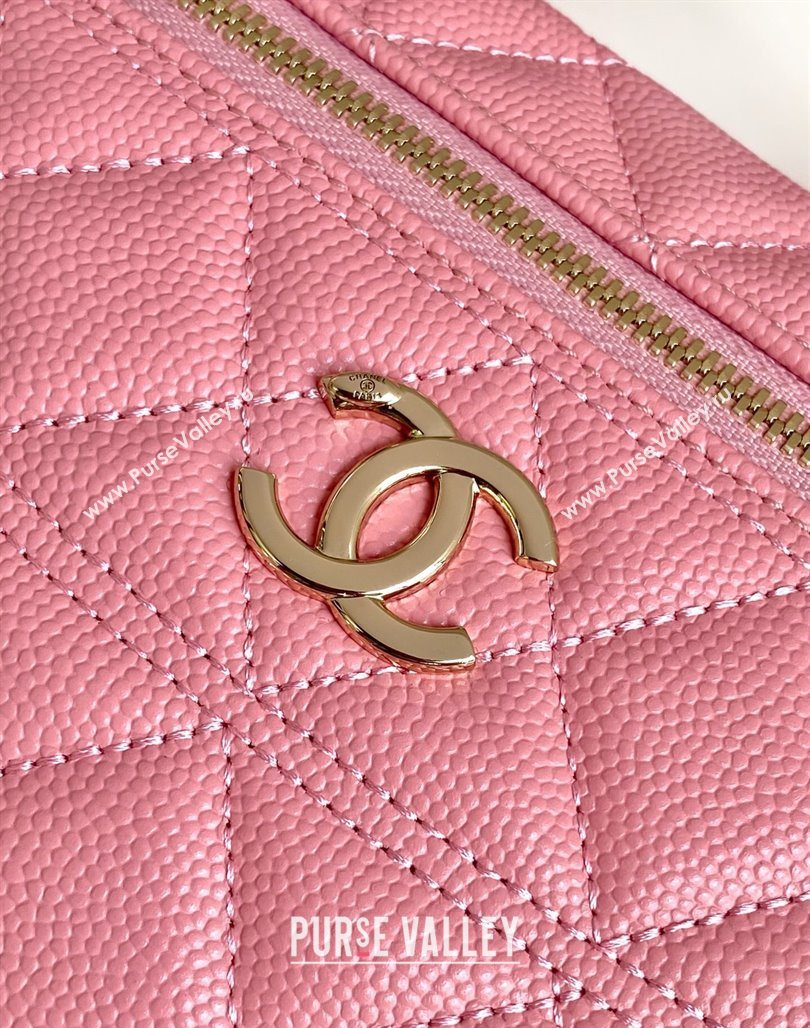 Chanel Grained Calfskin Long Vanity Case with Chain Pink2 2025 AP4407 (yezi-250526037)