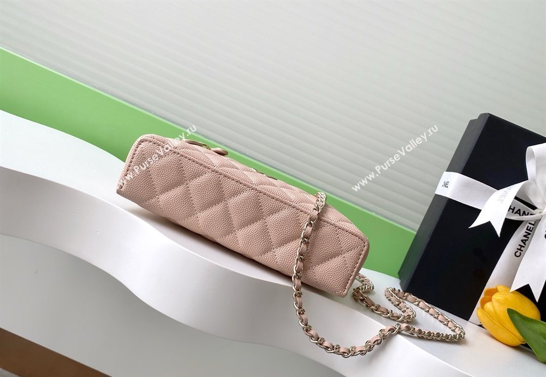 Chanel Grained Calfskin Long Vanity Case with Chain Nude Pink 2025 AP4407 (yezi-250526038)
