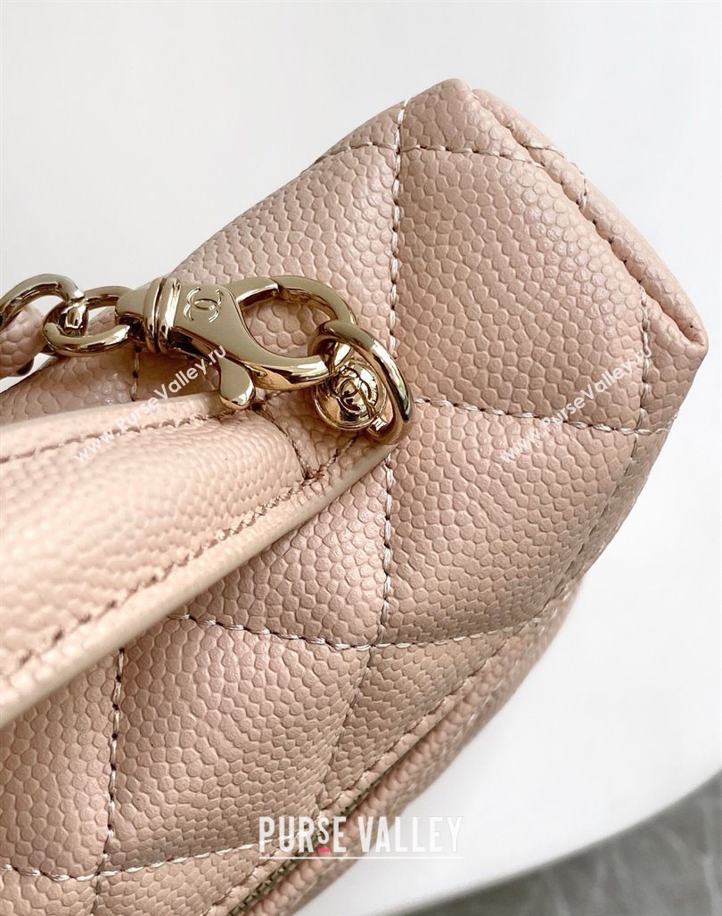Chanel Grained Calfskin Long Vanity Case with Chain Nude Pink 2025 AP4407 (yezi-250526038)
