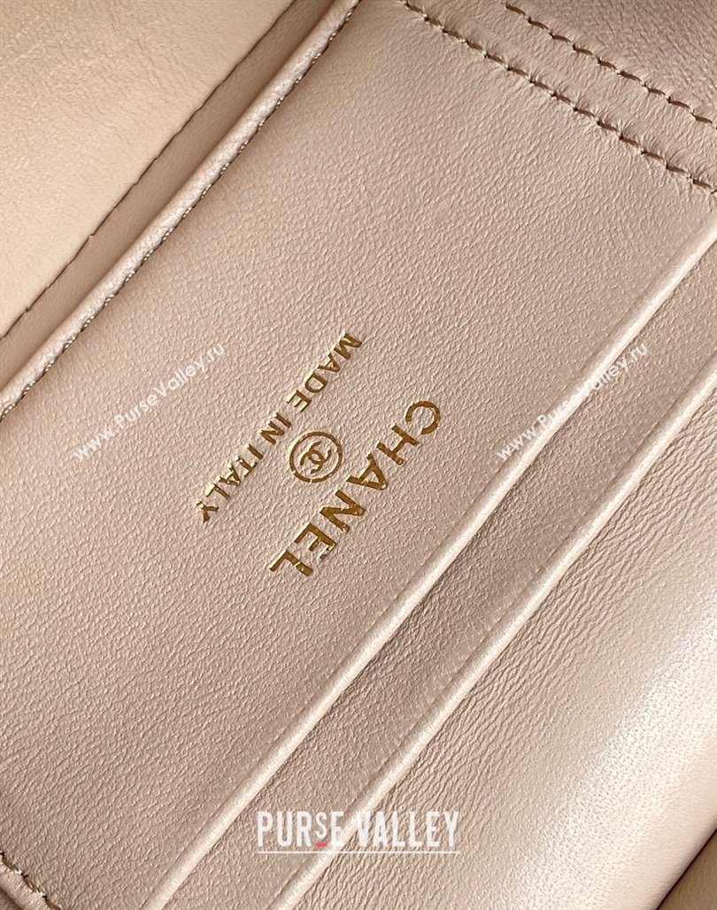 Chanel Grained Calfskin Long Vanity Case with Chain Nude Pink 2025 AP4407 (yezi-250526038)