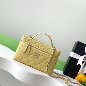Chanel Grained Calfskin Long Vanity Case with Chain Yellow 2025 AP4407 (yezi-250526039)