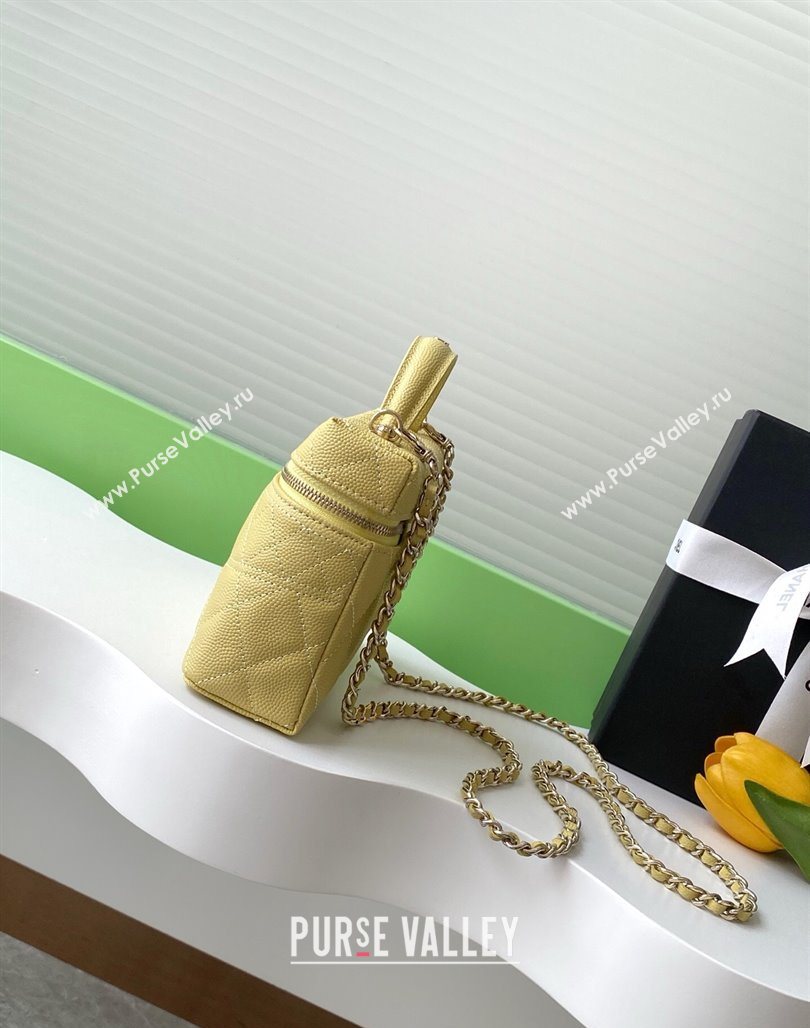 Chanel Grained Calfskin Long Vanity Case with Chain Yellow 2025 AP4407 (yezi-250526039)
