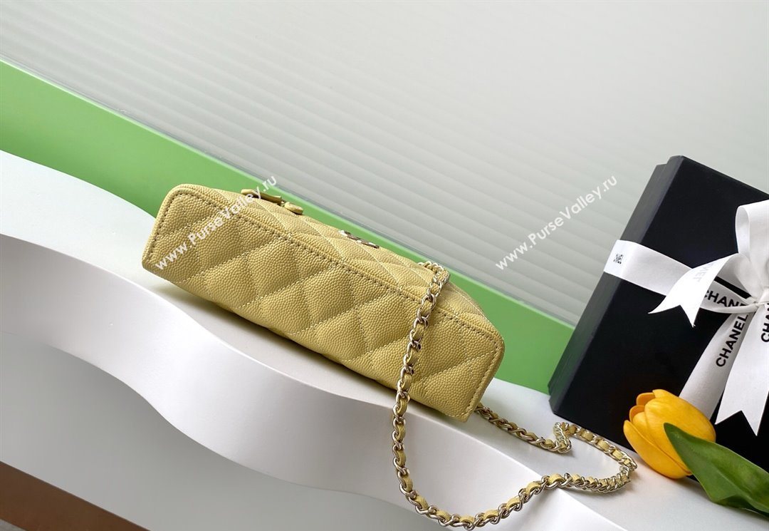 Chanel Grained Calfskin Long Vanity Case with Chain Yellow 2025 AP4407 (yezi-250526039)