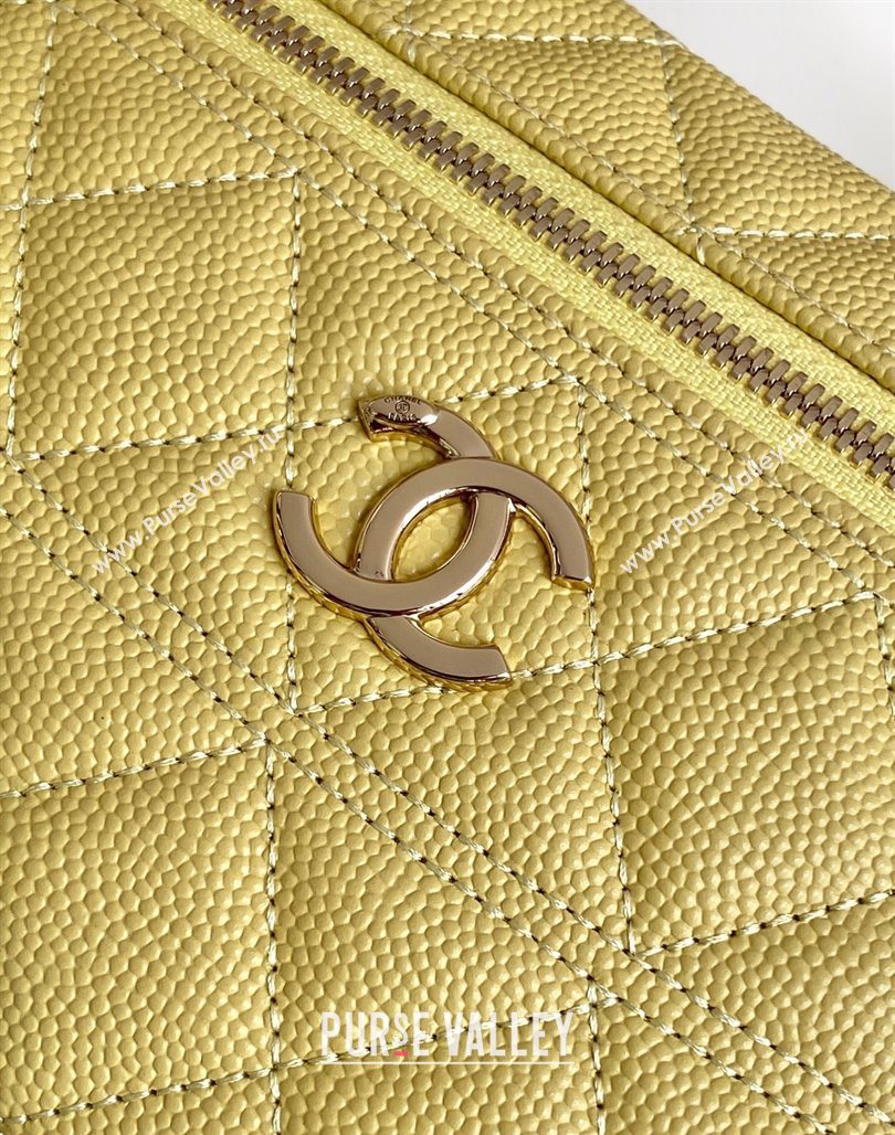 Chanel Grained Calfskin Long Vanity Case with Chain Yellow 2025 AP4407 (yezi-250526039)