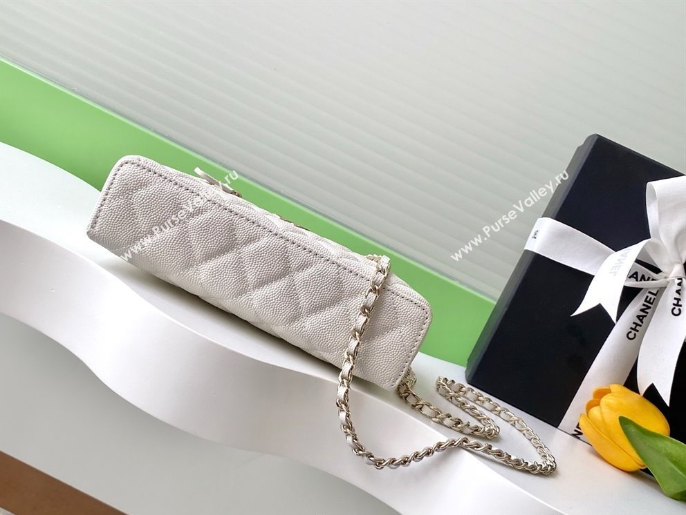 Chanel Grained Calfskin Long Vanity Case with Chain White 2025 AP4407 (yezi-250526040)