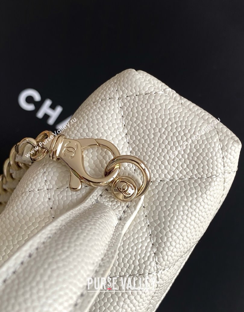 Chanel Grained Calfskin Long Vanity Case with Chain White 2025 AP4407 (yezi-250526040)