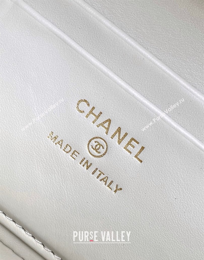 Chanel Grained Calfskin Long Vanity Case with Chain White 2025 AP4407 (yezi-250526040)