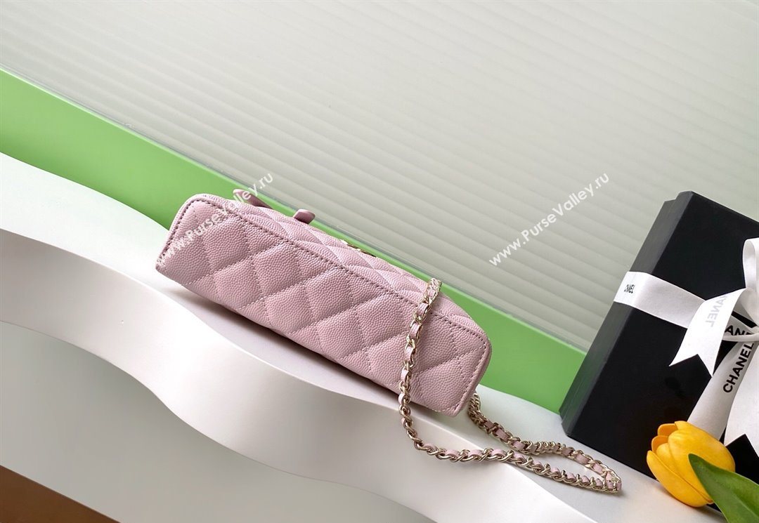 Chanel Grained Calfskin Long Vanity Case with Chain Pale Pink 2025 AP4407 (yezi-250526041)