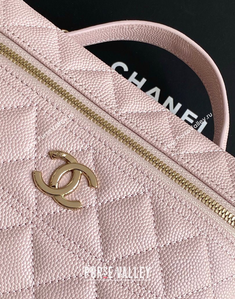 Chanel Grained Calfskin Long Vanity Case with Chain Pale Pink 2025 AP4407 (yezi-250526041)