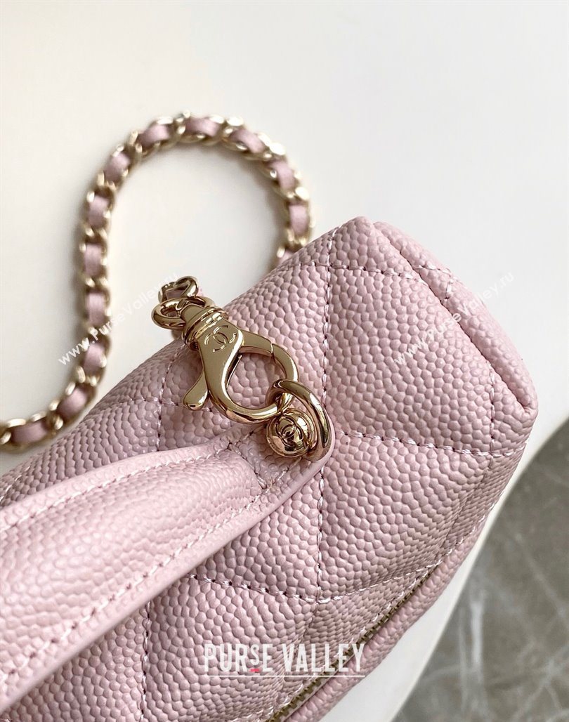 Chanel Grained Calfskin Long Vanity Case with Chain Pale Pink 2025 AP4407 (yezi-250526041)