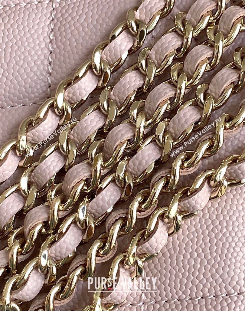Chanel Grained Calfskin Long Vanity Case with Chain Pale Pink 2025 AP4407 (yezi-250526041)