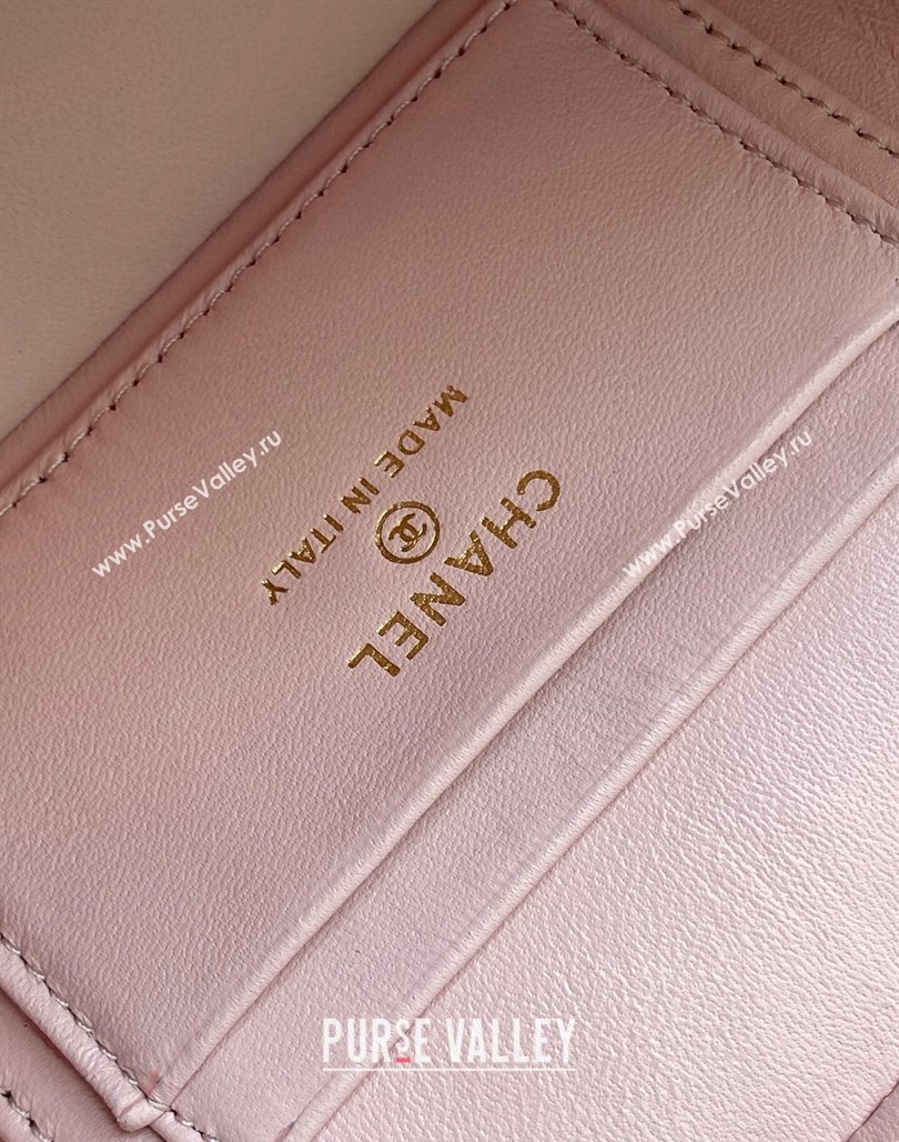 Chanel Grained Calfskin Long Vanity Case with Chain Pale Pink 2025 AP4407 (yezi-250526041)