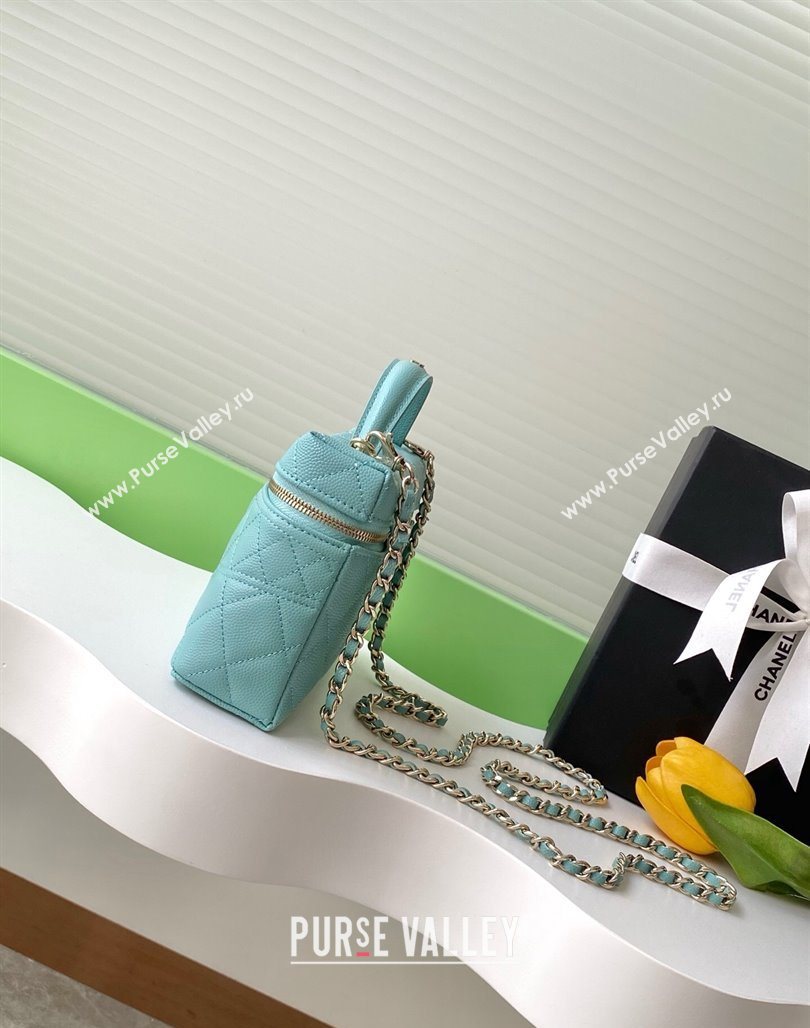 Chanel Grained Calfskin Long Vanity Case with Chain Light Green 2025 AP4407 (yezi-250526042)