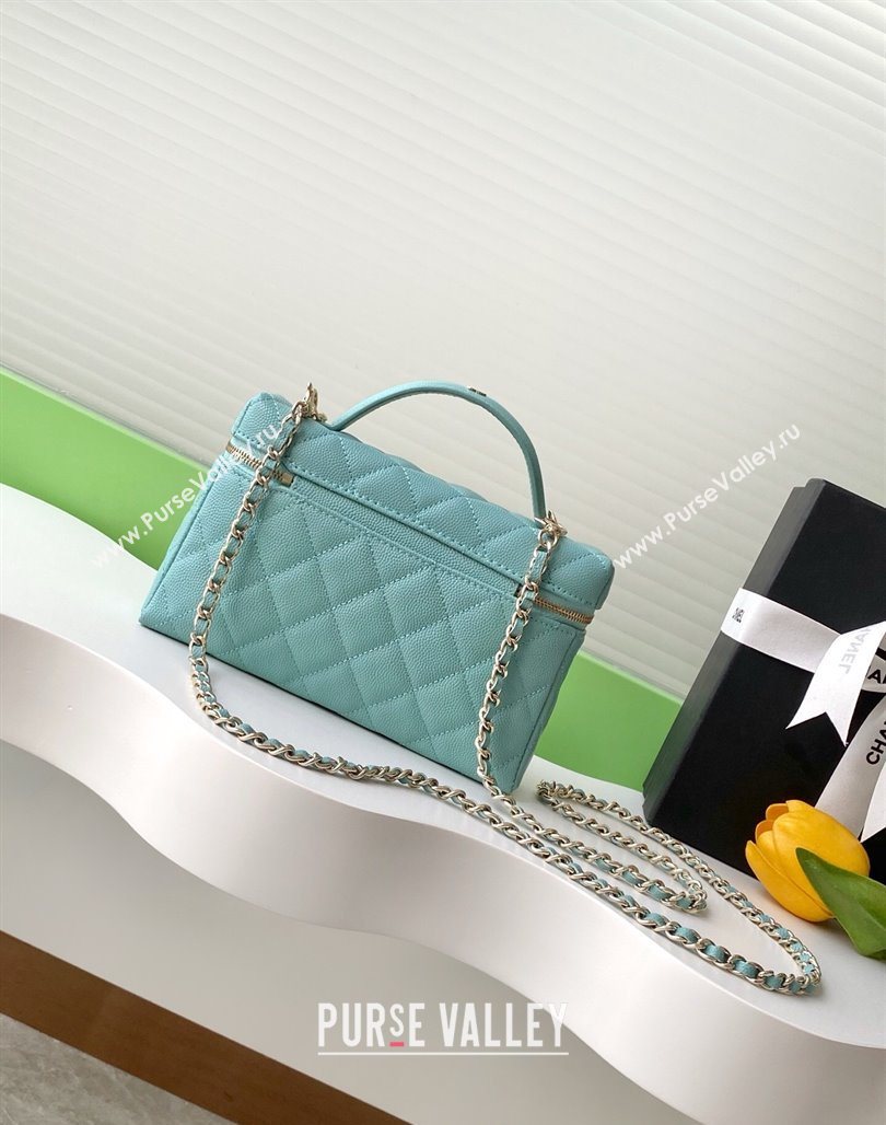 Chanel Grained Calfskin Long Vanity Case with Chain Light Green 2025 AP4407 (yezi-250526042)