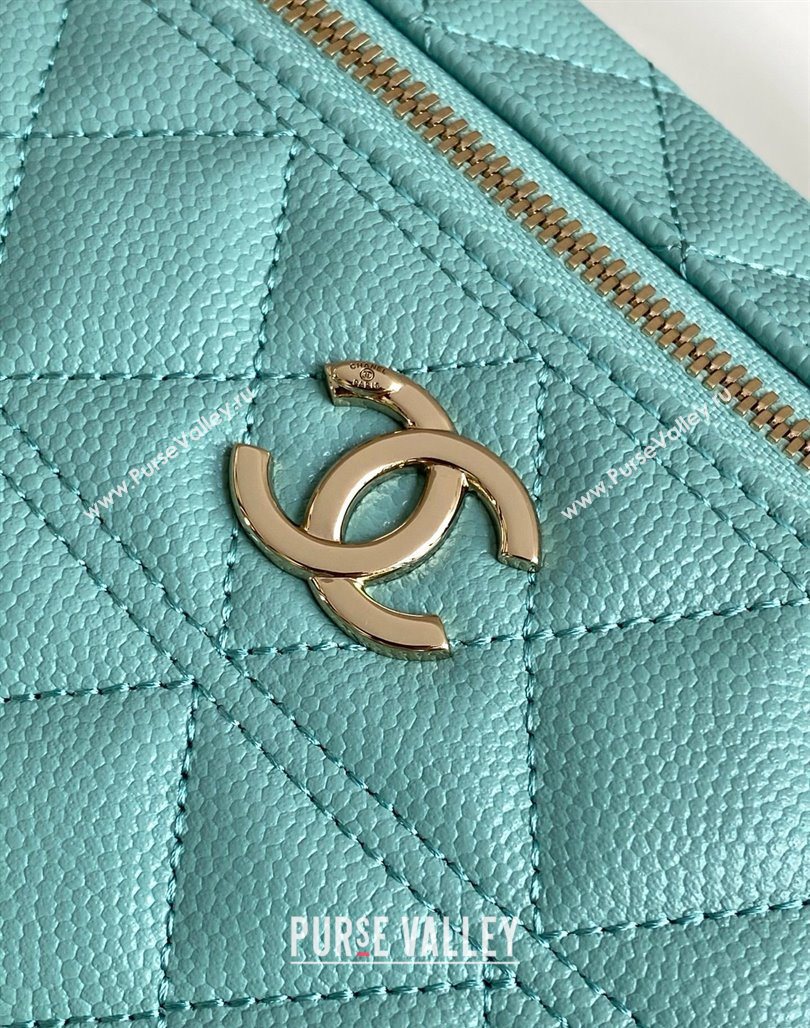 Chanel Grained Calfskin Long Vanity Case with Chain Light Green 2025 AP4407 (yezi-250526042)
