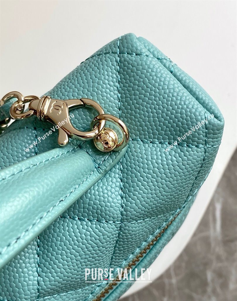 Chanel Grained Calfskin Long Vanity Case with Chain Light Green 2025 AP4407 (yezi-250526042)