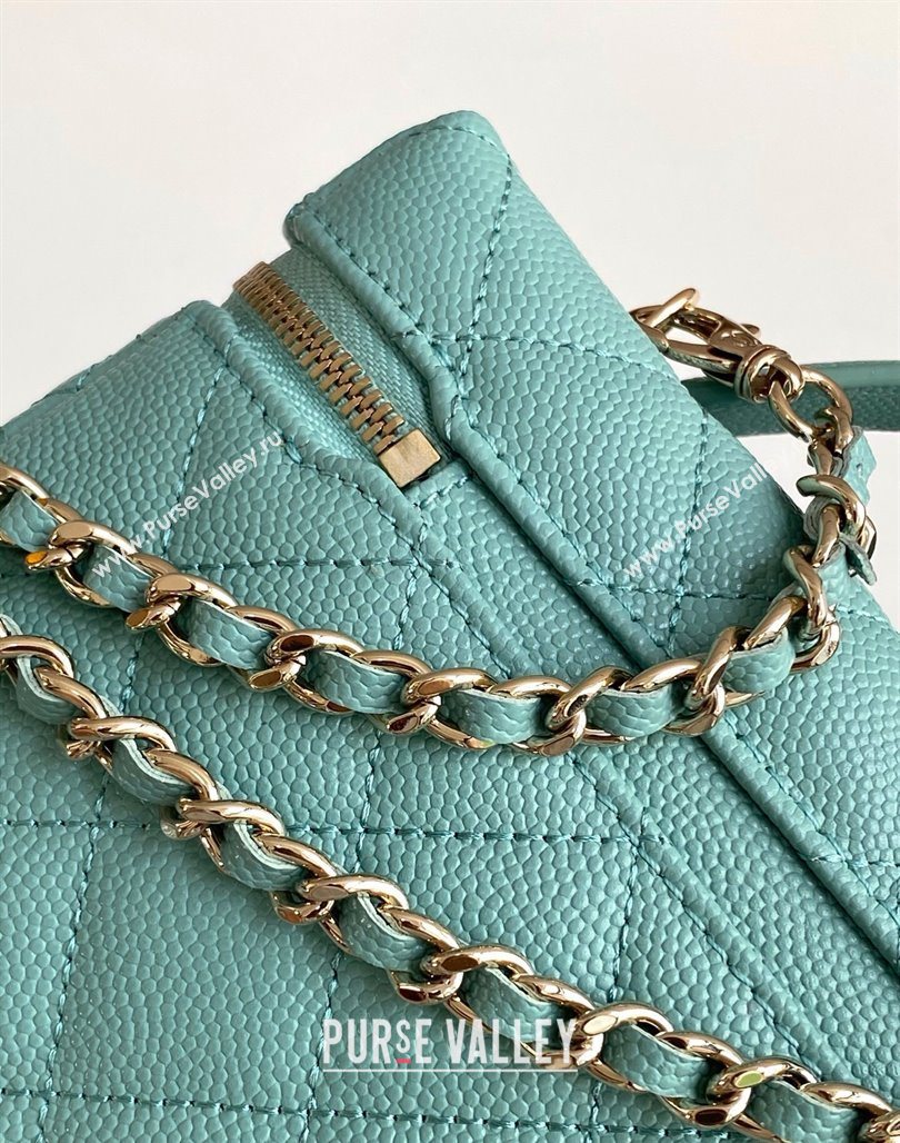 Chanel Grained Calfskin Long Vanity Case with Chain Light Green 2025 AP4407 (yezi-250526042)