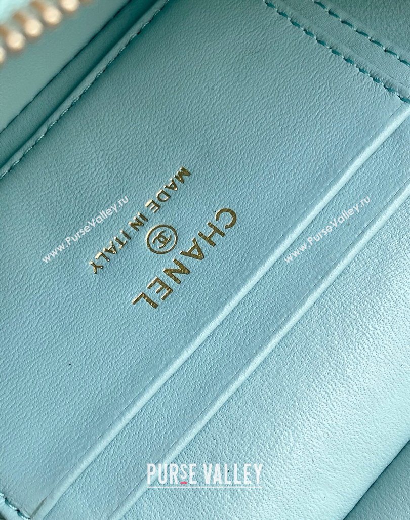 Chanel Grained Calfskin Long Vanity Case with Chain Light Green 2025 AP4407 (yezi-250526042)