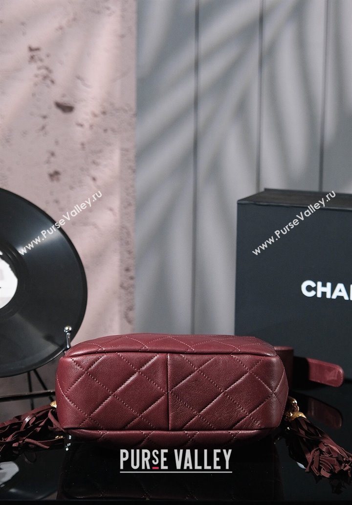 Chanel Calfskin Buucket Bag with Tassel Dark Burgundy 2025 CH052602 (yezi-250526043)