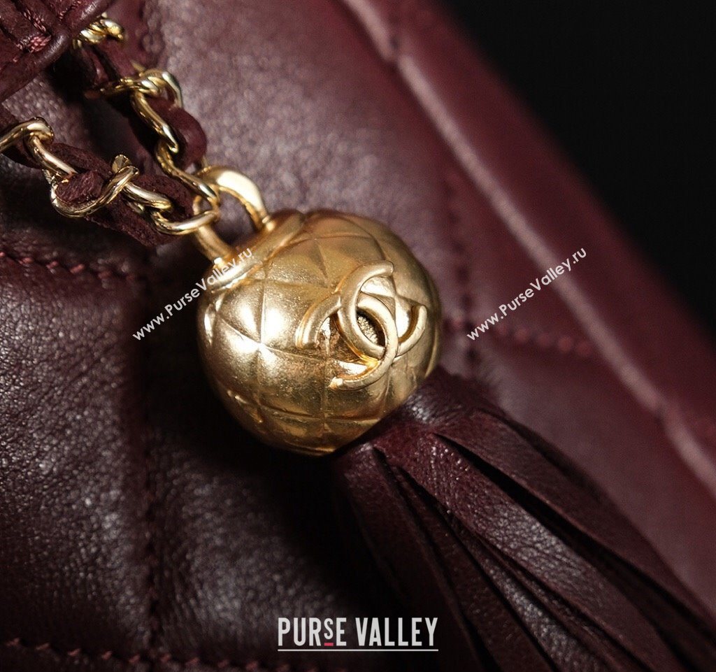 Chanel Calfskin Buucket Bag with Tassel Dark Burgundy 2025 CH052602 (yezi-250526043)