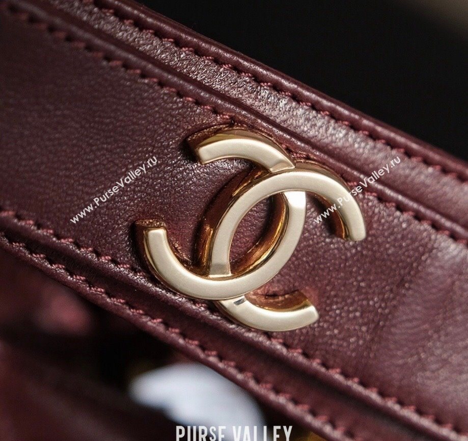 Chanel Calfskin Buucket Bag with Tassel Dark Burgundy 2025 CH052602 (yezi-250526043)