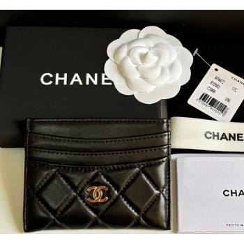 Chanel Lambskin Card Holder Wallet Black/Gold 2025 AP4472 (yezi-250526044)