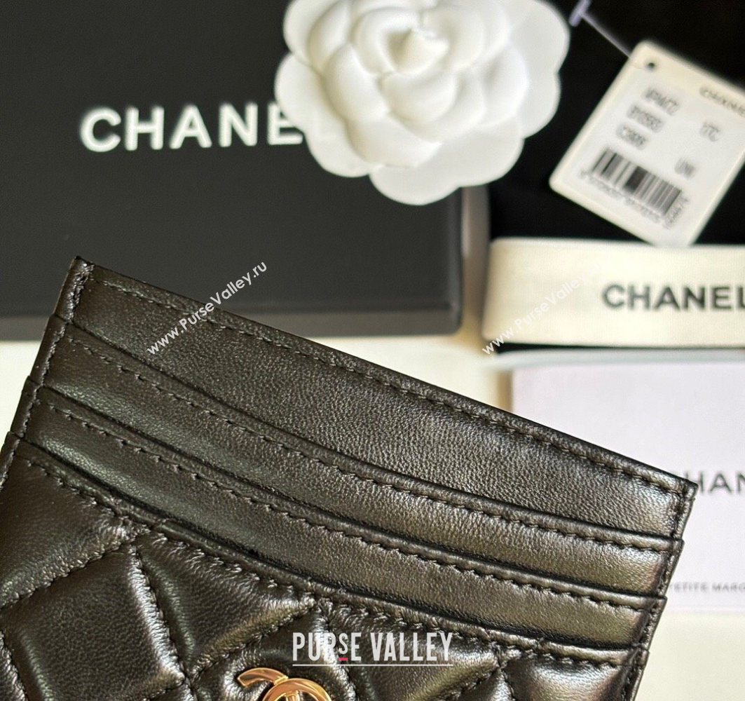 Chanel Lambskin Card Holder Wallet Black/Gold 2025 AP4472 (yezi-250526044)