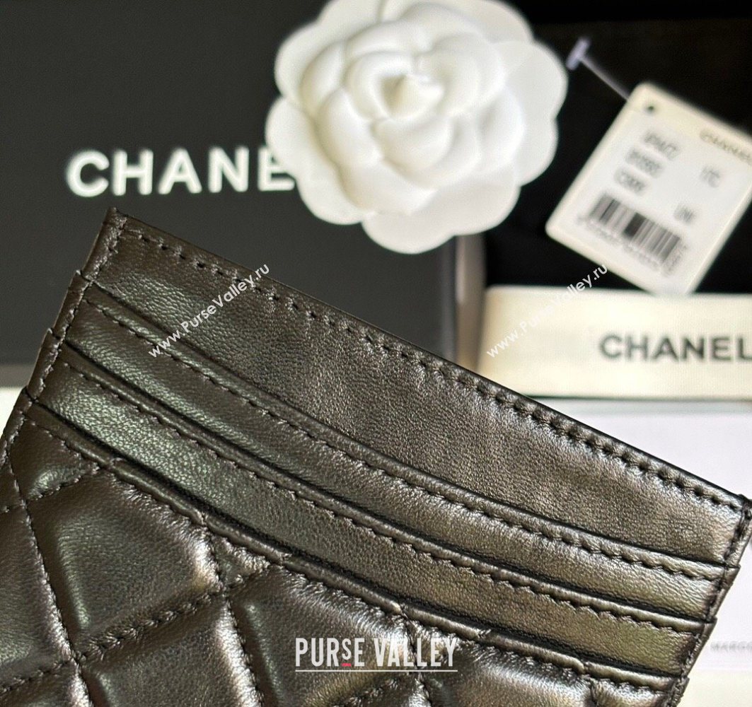 Chanel Lambskin Card Holder Wallet Black/Gold 2025 AP4472 (yezi-250526044)