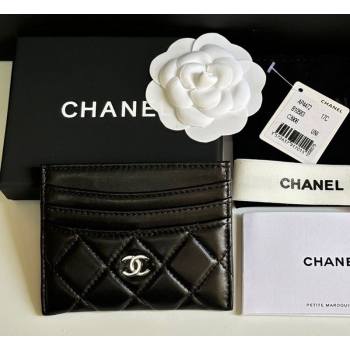 Chanel Lambskin Card Holder Wallet Black/Silver 2025 AP4472 (yezi-250526045)