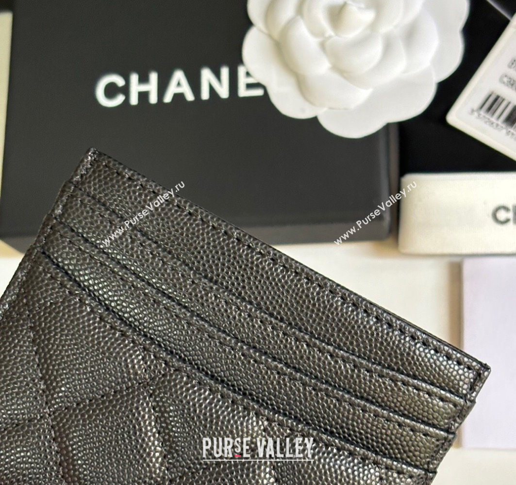 Chanel Grained Calfskin Card Holder Wallet Black/Gold 2025 AP4472 (yezi-250526047)