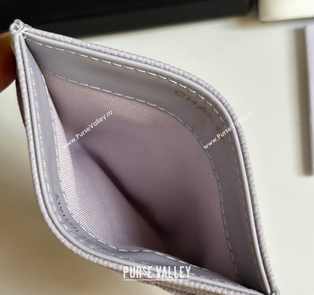 Chanel Grained Calfskin Card Holder Wallet Light Grey 2025 AP4472 (yezi-250526049)