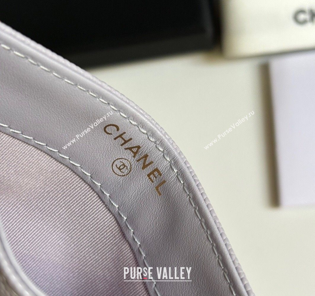 Chanel Grained Calfskin Card Holder Wallet Light Grey 2025 AP4472 (yezi-250526049)