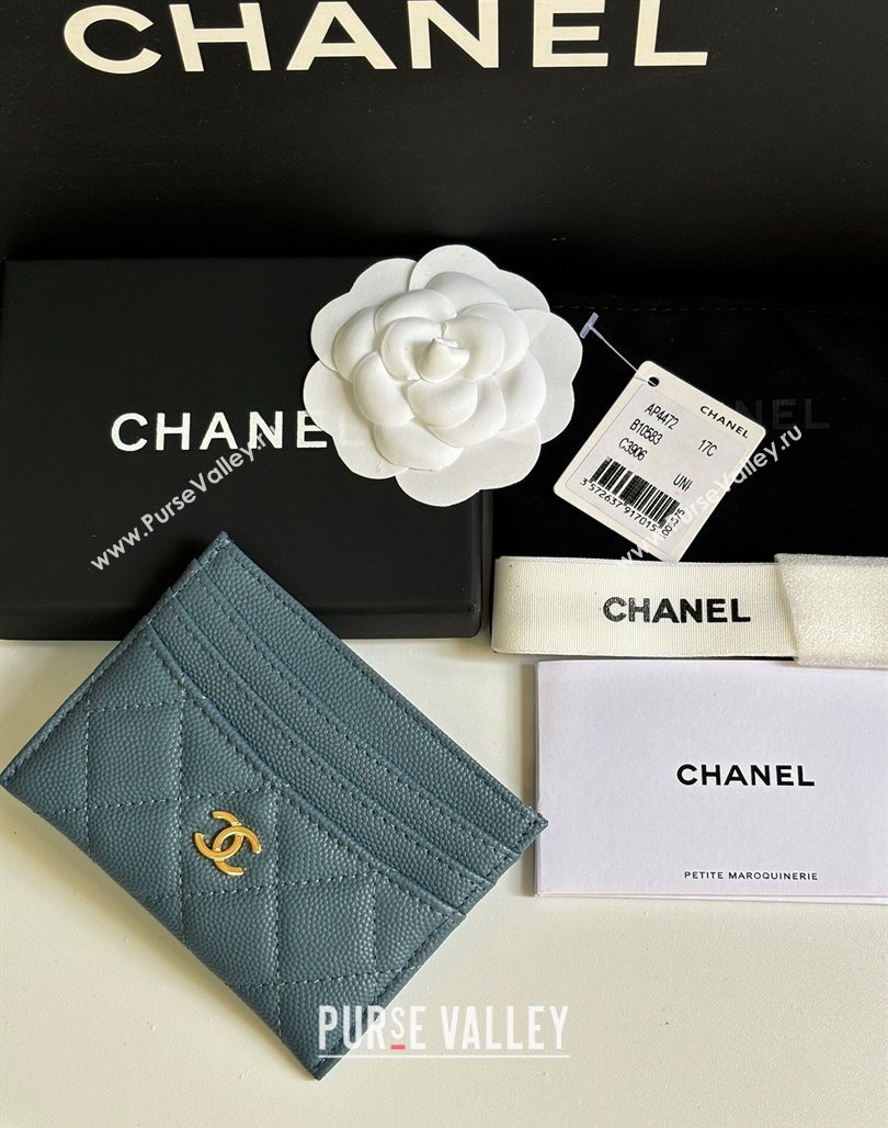 Chanel Grained Calfskin Card Holder Wallet Green2 2025 AP4472 (yezi-250526050)