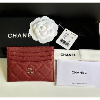 Chanel Grained Calfskin Card Holder Wallet Red 2025 AP4472 (yezi-250526053)