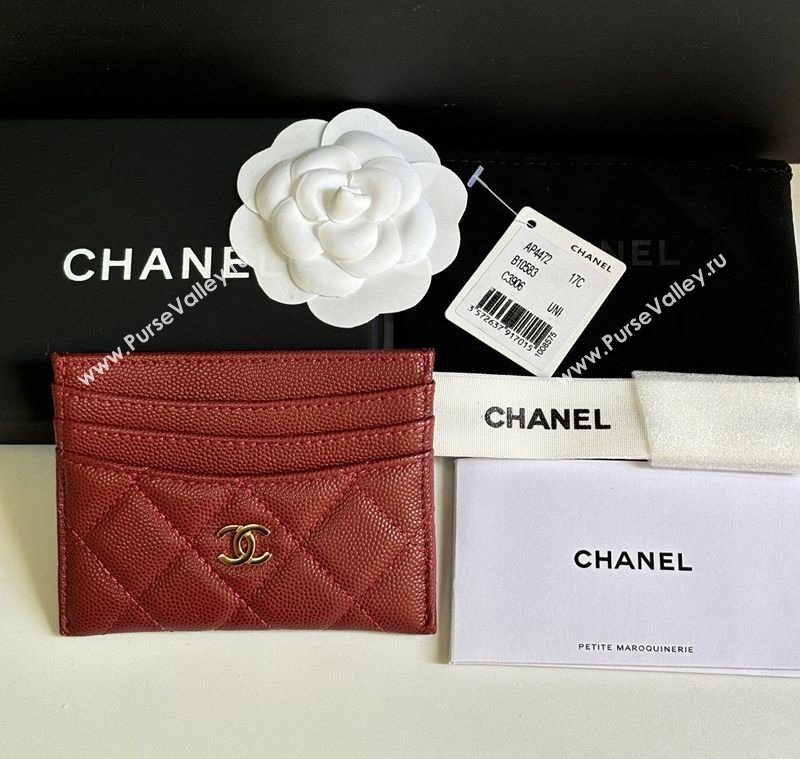 Chanel Grained Calfskin Card Holder Wallet Red 2025 AP4472 (yezi-250526053)