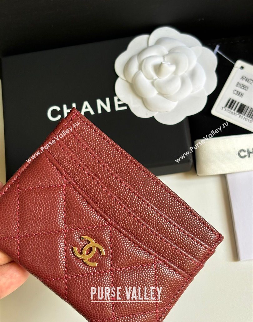 Chanel Grained Calfskin Card Holder Wallet Red 2025 AP4472 (yezi-250526053)