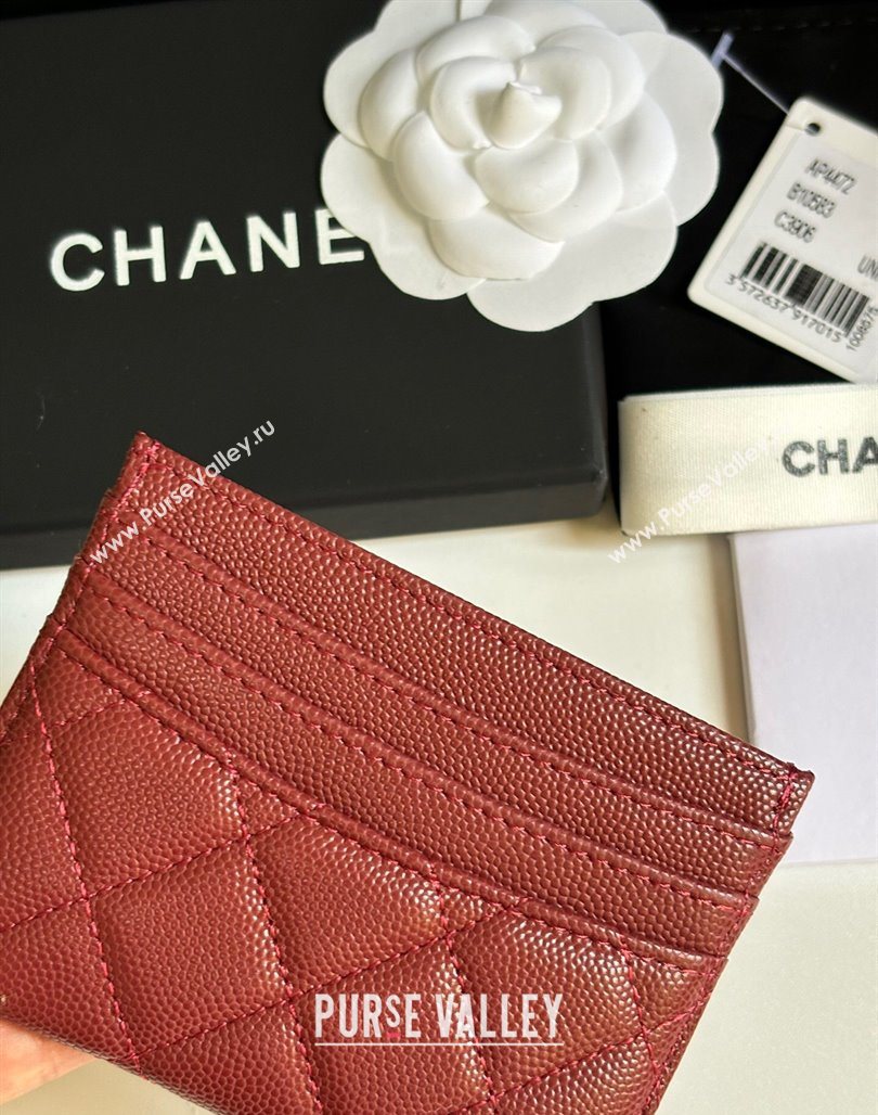 Chanel Grained Calfskin Card Holder Wallet Red 2025 AP4472 (yezi-250526053)