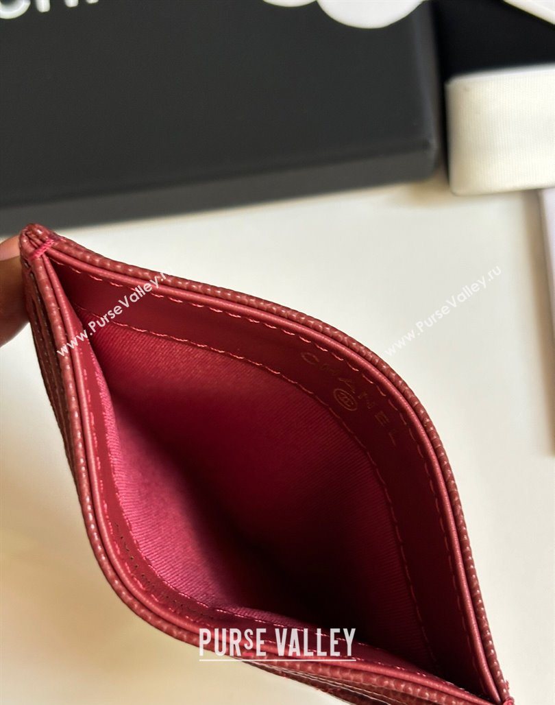 Chanel Grained Calfskin Card Holder Wallet Red 2025 AP4472 (yezi-250526053)