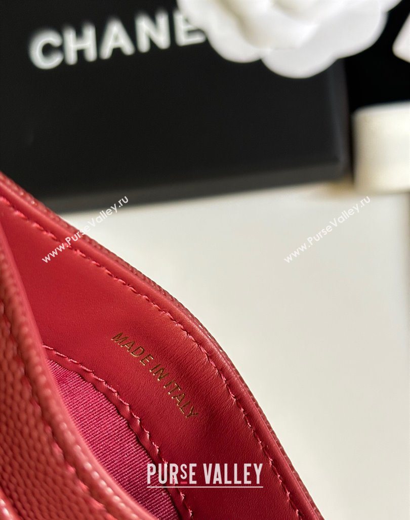 Chanel Grained Calfskin Card Holder Wallet Red 2025 AP4472 (yezi-250526053)