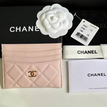 Chanel Grained Calfskin Card Holder Wallet Pale Pink 2025 AP4472 (yezi-250526056)