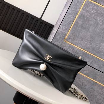 Chanel Shiny Lambskin Clutch with Chain AP4613 Black 2025 (yezi-250526011)