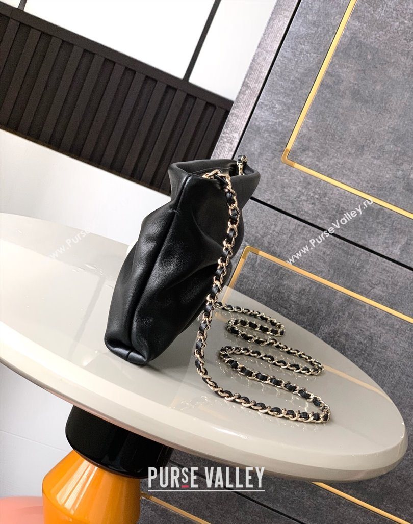 Chanel Shiny Lambskin Clutch with Chain AP4613 Black 2025 (yezi-250526011)