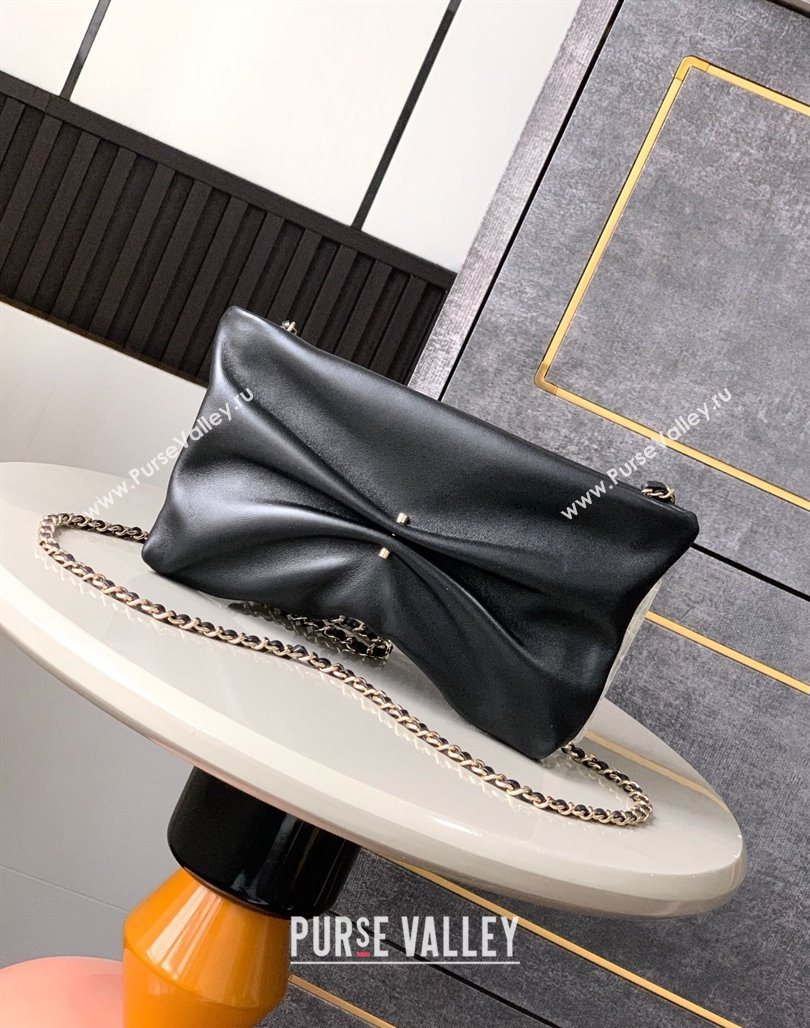 Chanel Shiny Lambskin Clutch with Chain AP4613 Black 2025 (yezi-250526011)